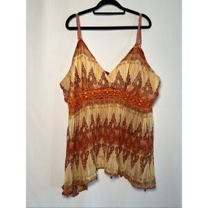 Erica Brooke Boho Plus Sized Flowy Sheer Tank size 18